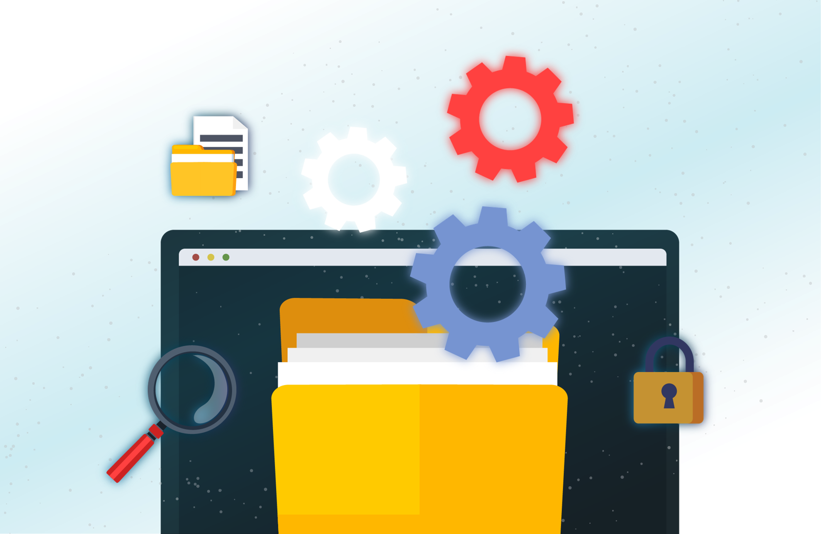 Data backup and business continuity solutions illustration